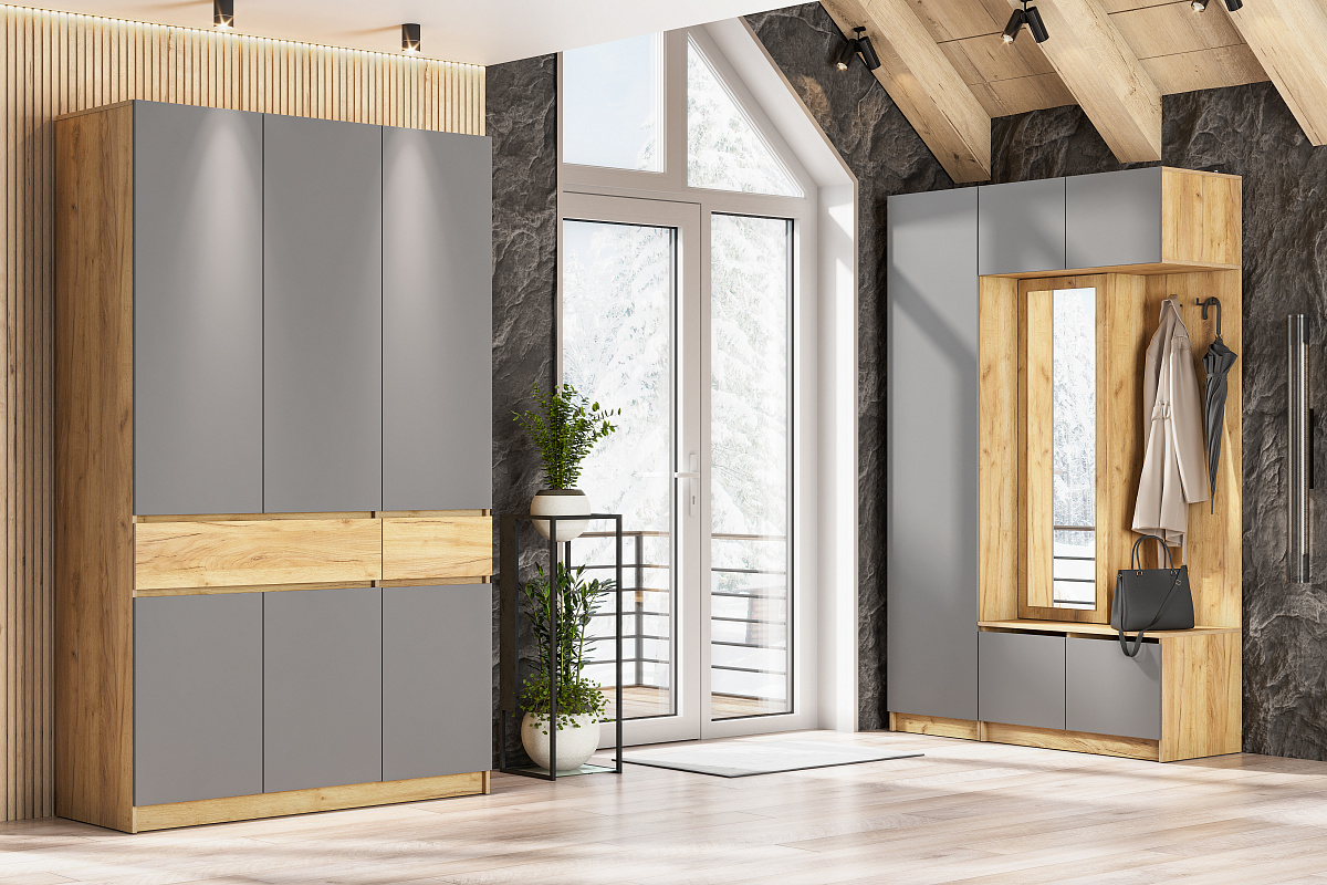 Пенал NN Мебель (МС Авиньон К) Дуб Крафт Золотой/Графит серый - фото4