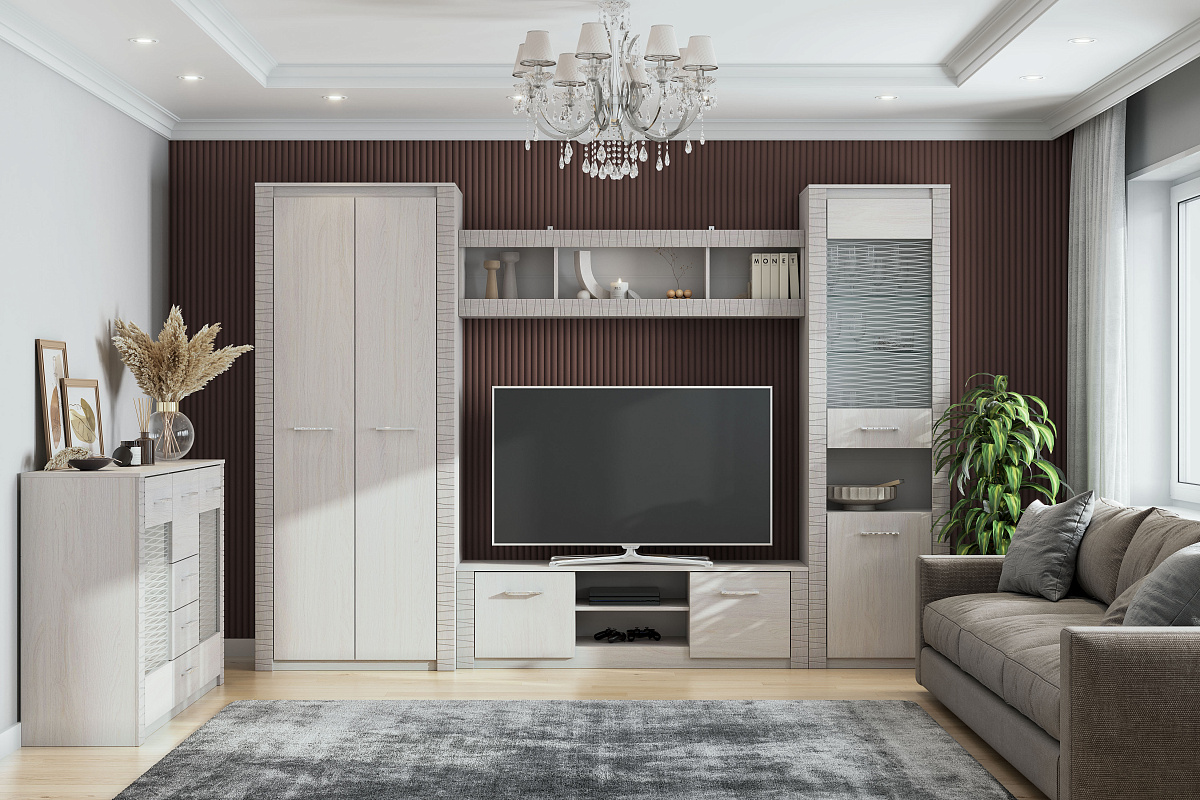 Тумба для ТВ SV-МЕБЕЛЬ (МС Гамма 20 К) (1600) Серия №4 Ясень анкор светлый/Сандал светл - фото2, картинка2 Тумба для ТВ SV-МЕБЕЛЬ (МС Гамма 20 К) (1600) Серия №4 Ясень анкор светлый/Сандал светл - фото2