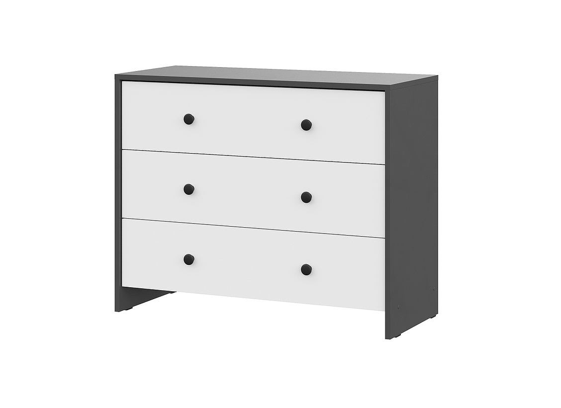 Комод NN Мебель (МС Дольче К)  3 ящика Графит/Белый - фото