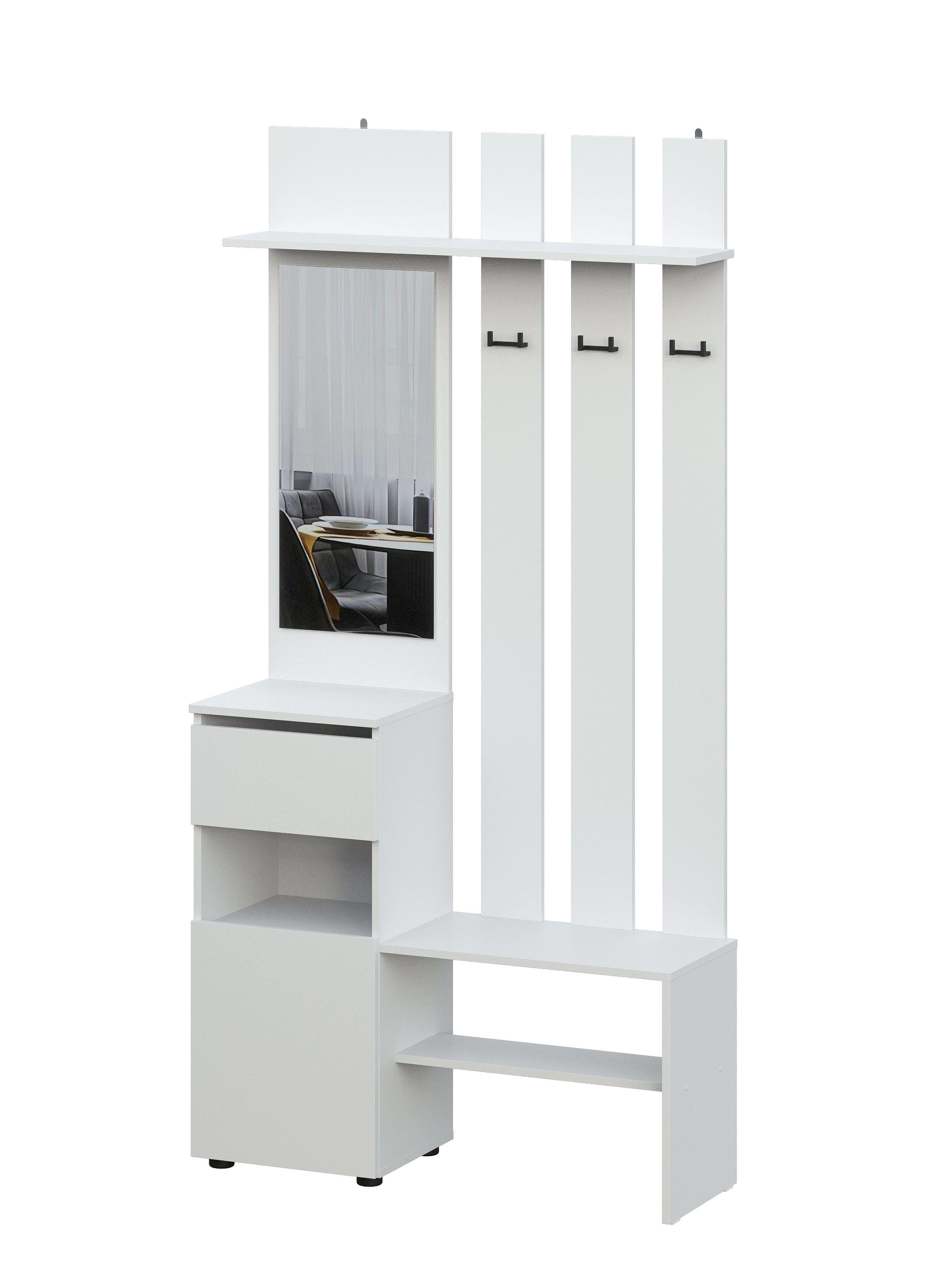 Вешалка NN Мебель (МС Денвер К) Белый, с зеркалом SAFE - фото