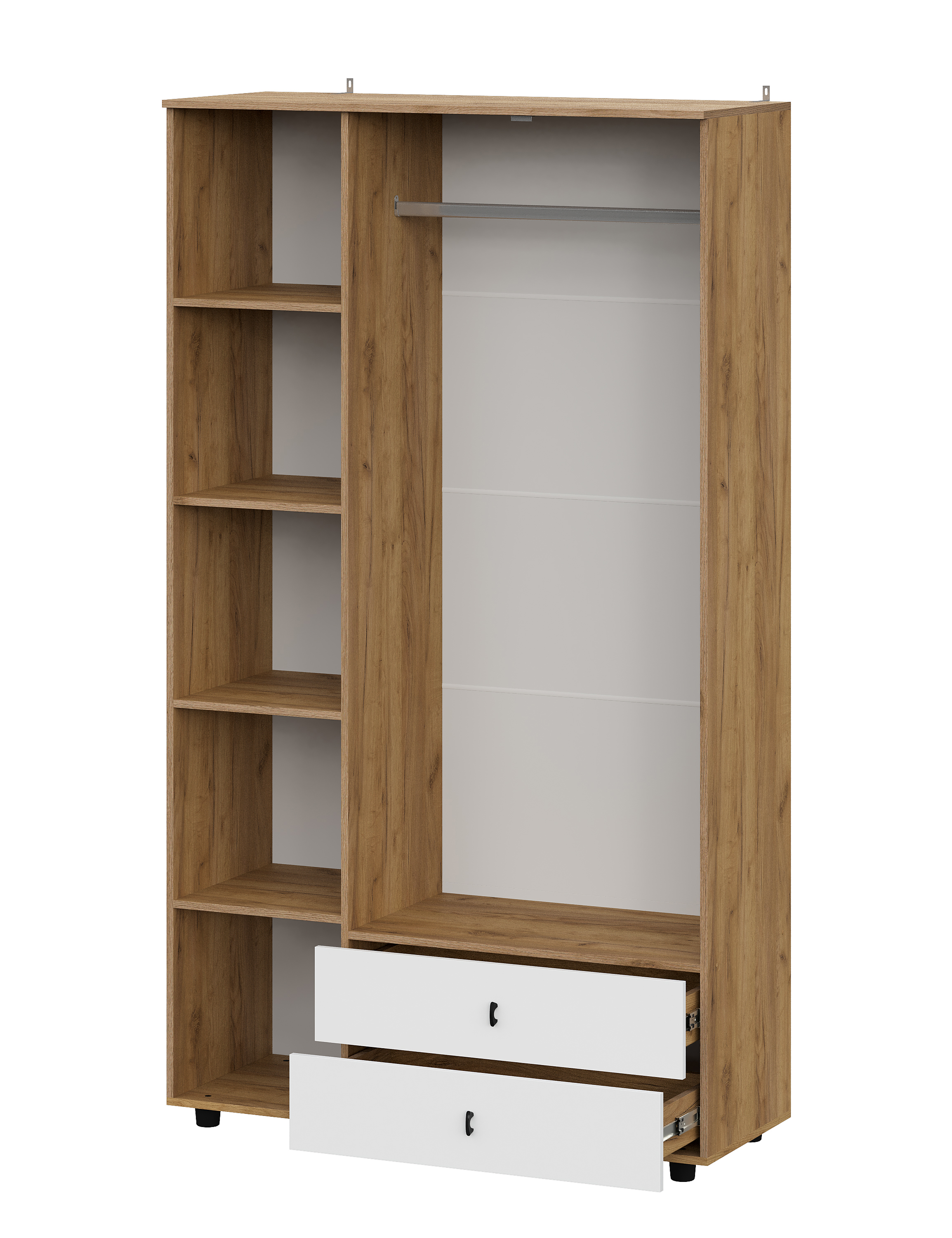 Шкаф NN Мебель (МС Байкал К) Дуб Золотой/Белый матовый, трехстворчатый (с ящиками) (SAFE) - фото2