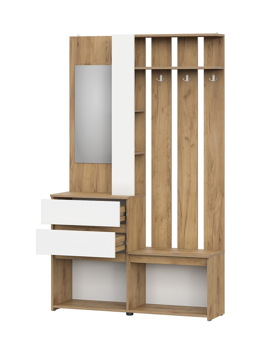 Вешалка NN Мебель (МС Некст К) Дуб Золотой/Белый, с зеркалом - фото4