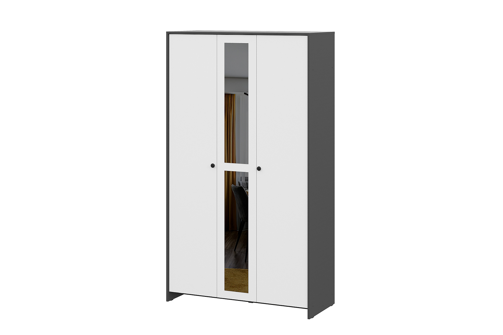 Шкаф трехстворчатый NN Мебель (МС Дольче К) Графит/Белый - фото