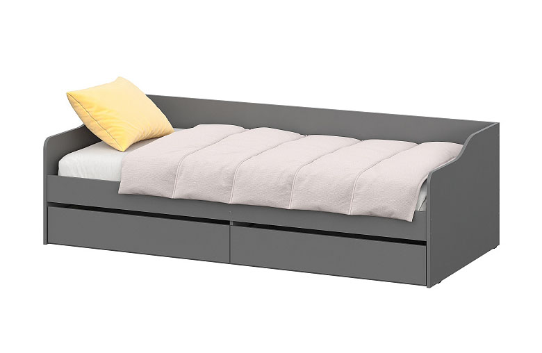 Кровать-диван NN Мебель КР 2 (МС Денвер К) Графит серый, 90/200 - фото