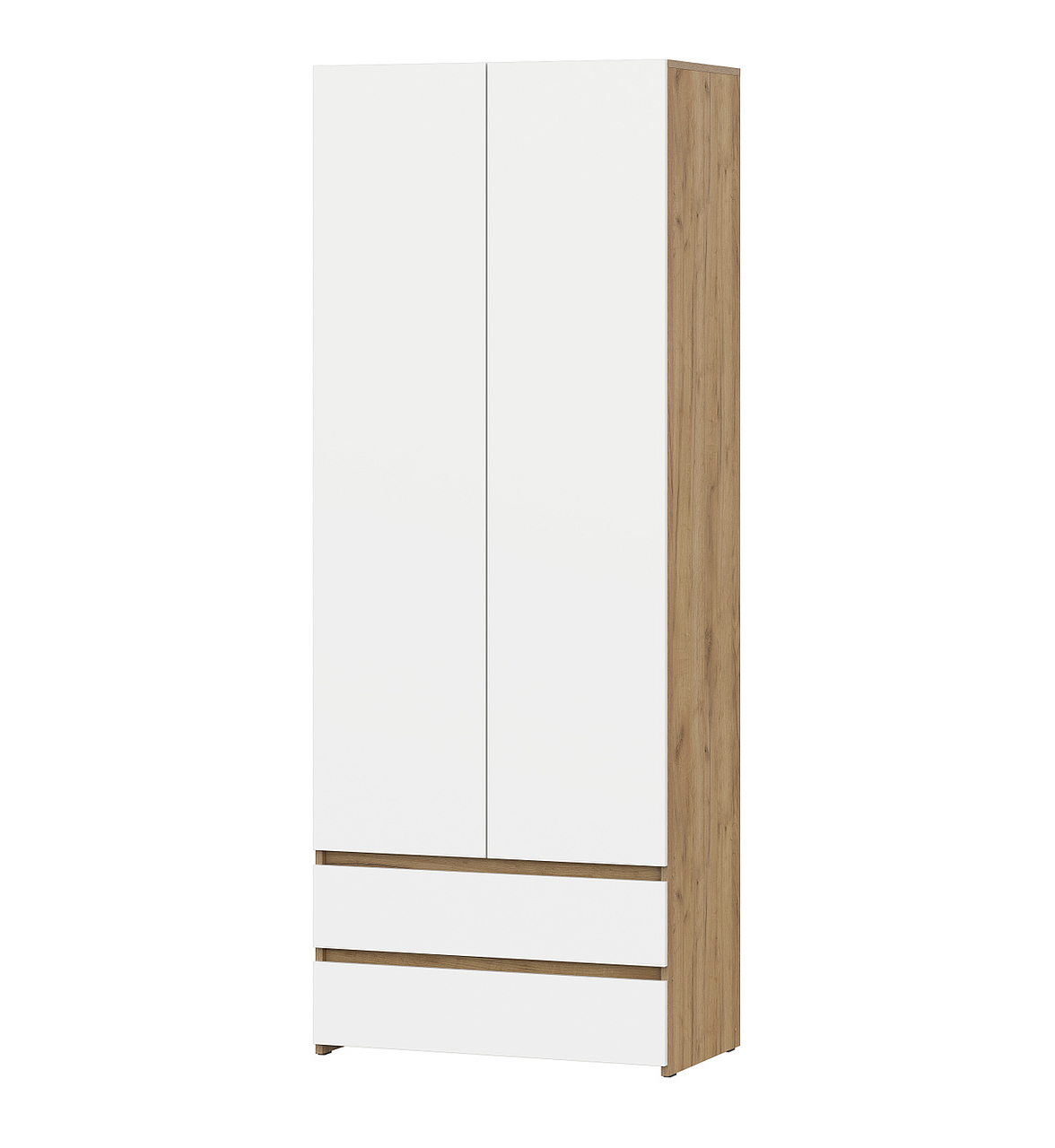 Шкаф NN Мебель (МС Некст К) Дуб Золотой/Белый, двухстворчатый с ящиками - фото