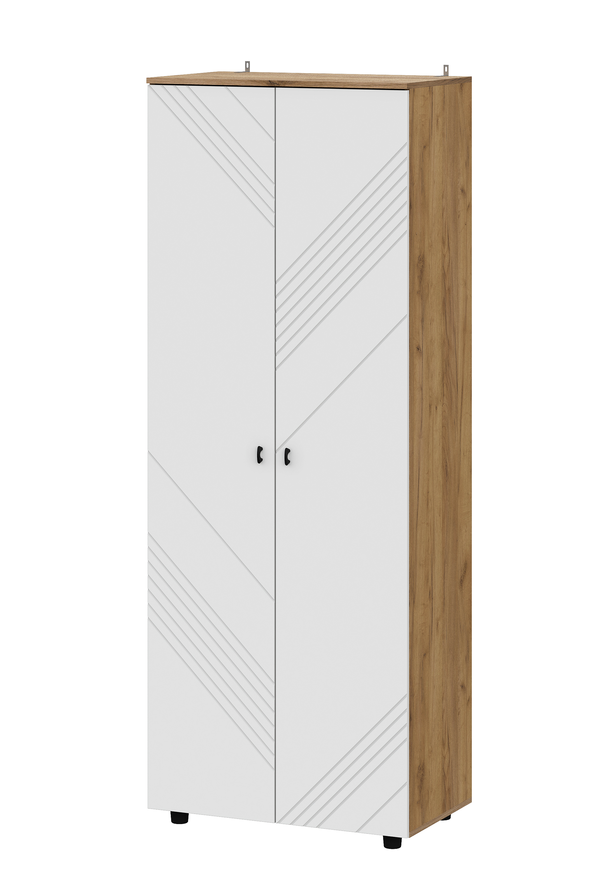 Шкаф NN Мебель (МС Байкал К) Дуб Золотой/Белый матовый, двухстворчатый комбинированный (SAFE) - фото