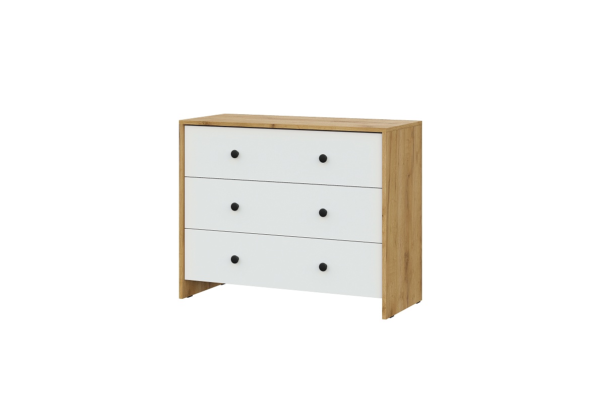 Комод NN Мебель (МС Дольче К) 3 ящика Дуб Золотой/Белый - фото