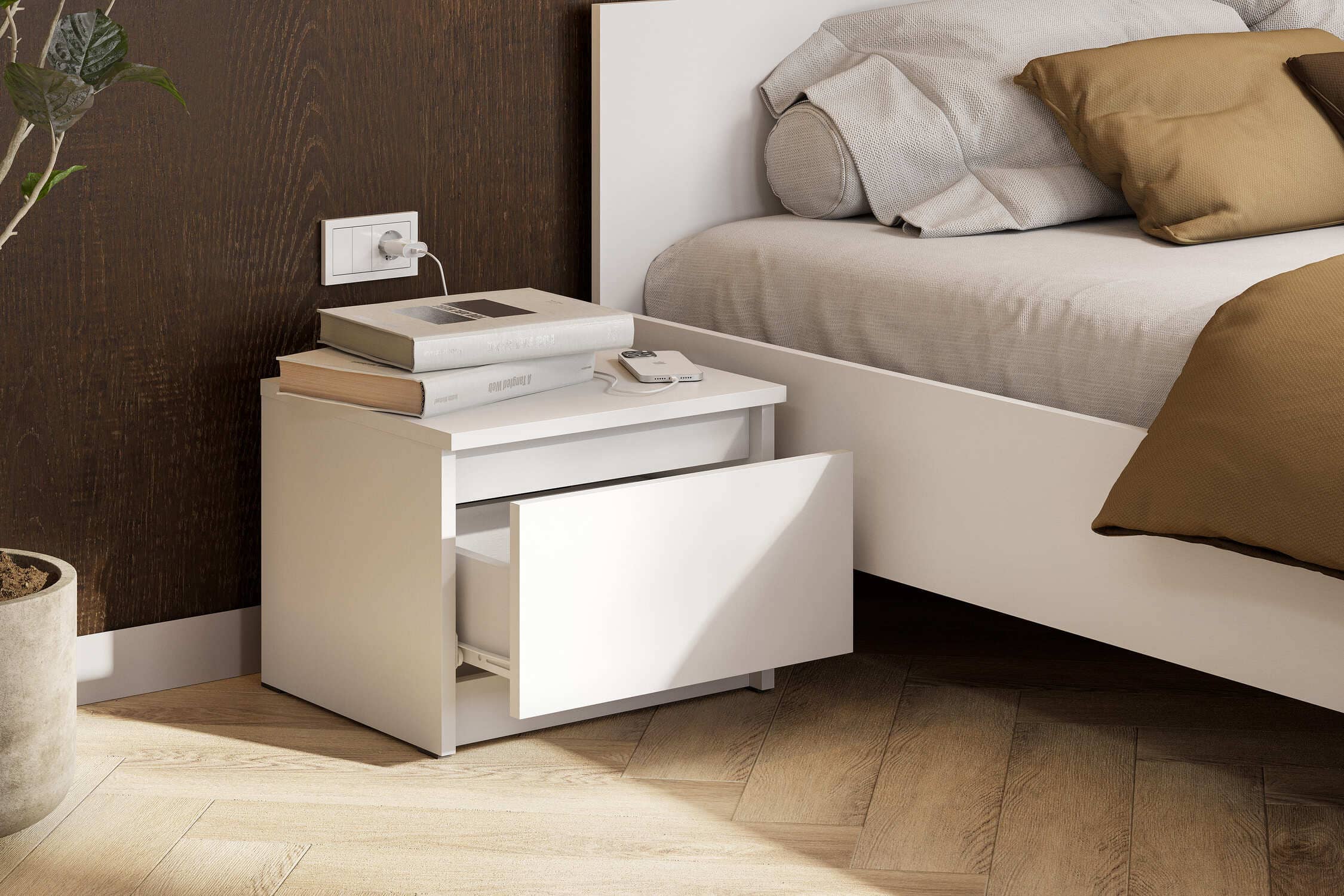 Тумба прикроватная NN Мебель (МС Денвер К) Белый - фото4