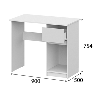 Стол письменный NN Мебель (МС Денвер К) Белый 0,9 м - фото3