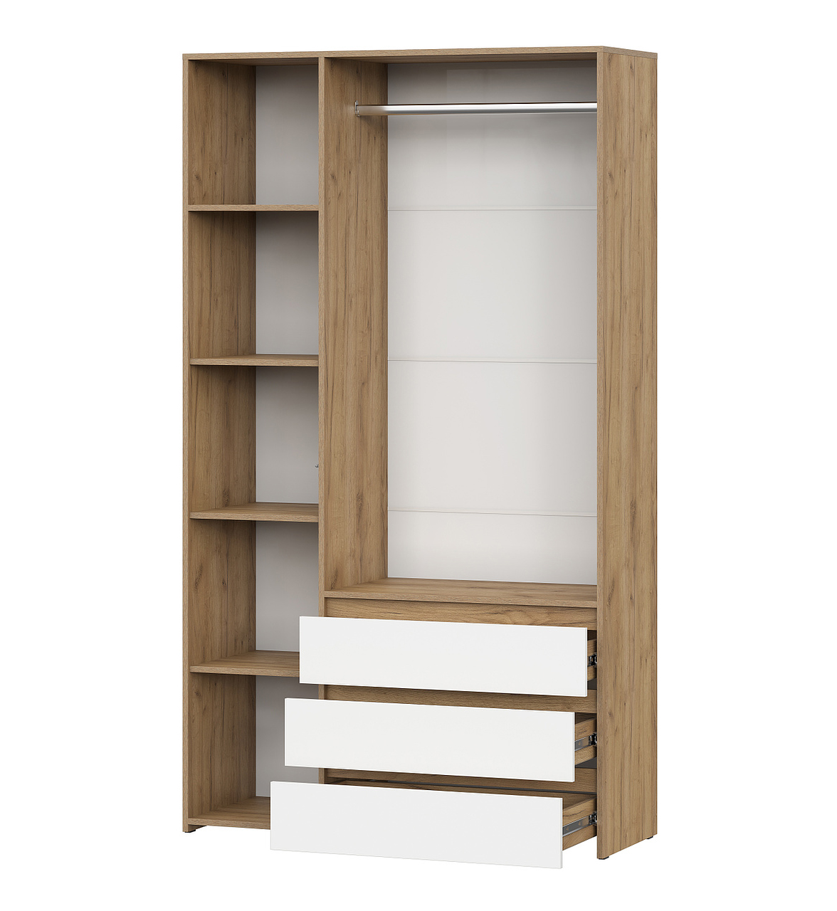 Шкаф NN Мебель (МС Некст К) Дуб Золотой/Белый, комбинированный трехстворчатый - фото3