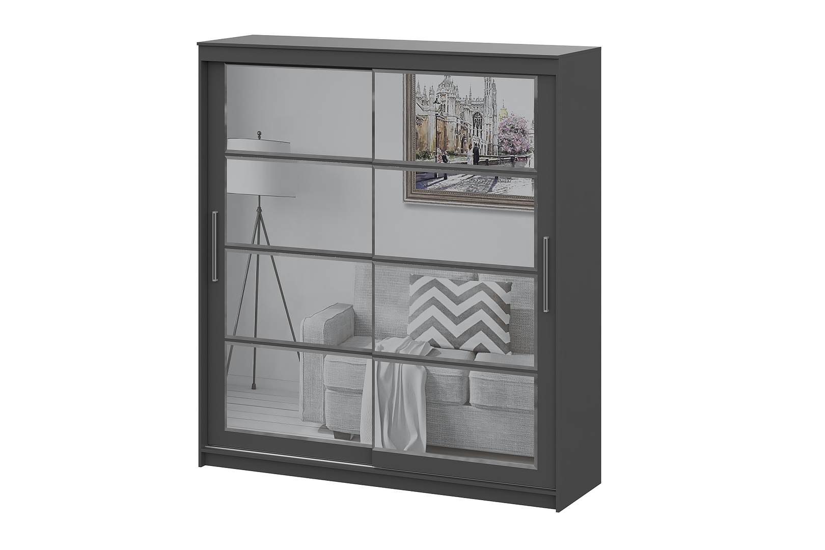 Шкаф-купе NN Мебель К ШКП-3 (2,0) МАКС Графит серый - фото