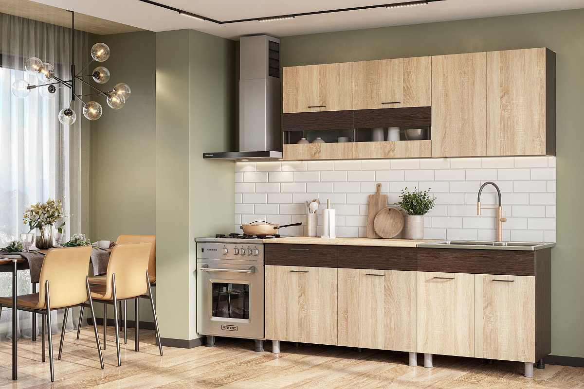 Кухонный гарнитур NN Мебель "Босфор" (2,0 м) Дуб Венге/Дуб Венге/Дуб Сонома/Дуб Сонома - фото2