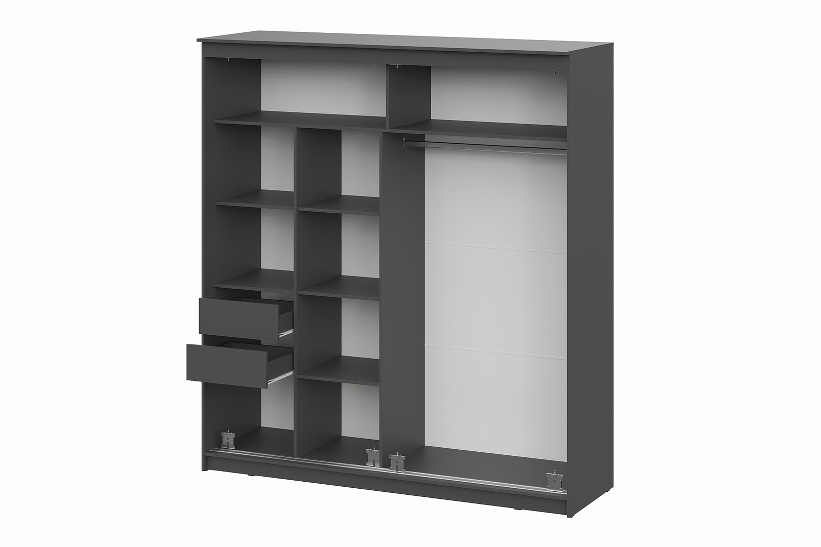 Шкаф-купе NN Мебель К №25 (2,0 м) Блэк ЛАЙТ Графит серый/Лакобель/Черный матовый - фото4