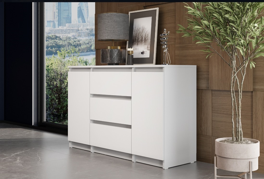 Комод NN Мебель (МС Денвер К) Белый (серия 2), 3 ящ., 2 ств. - фото3