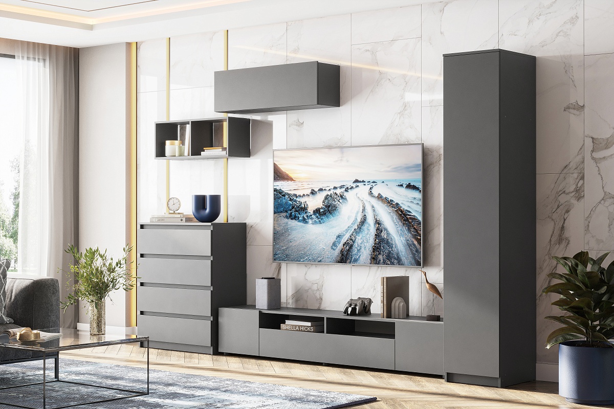 Тумба для ТВ NN Мебель (МС Денвер К) Графит серый - фото3