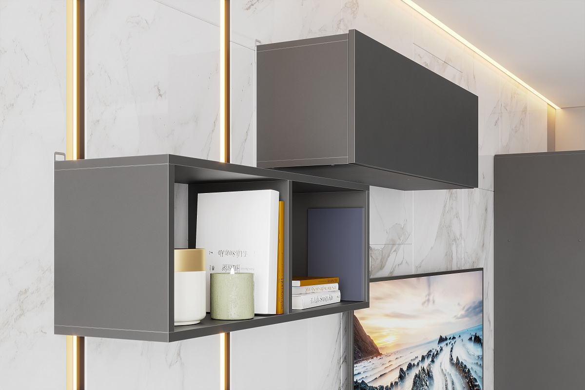 Полка книжная NN Мебель (МС Денвер К) Графит серый - фото4