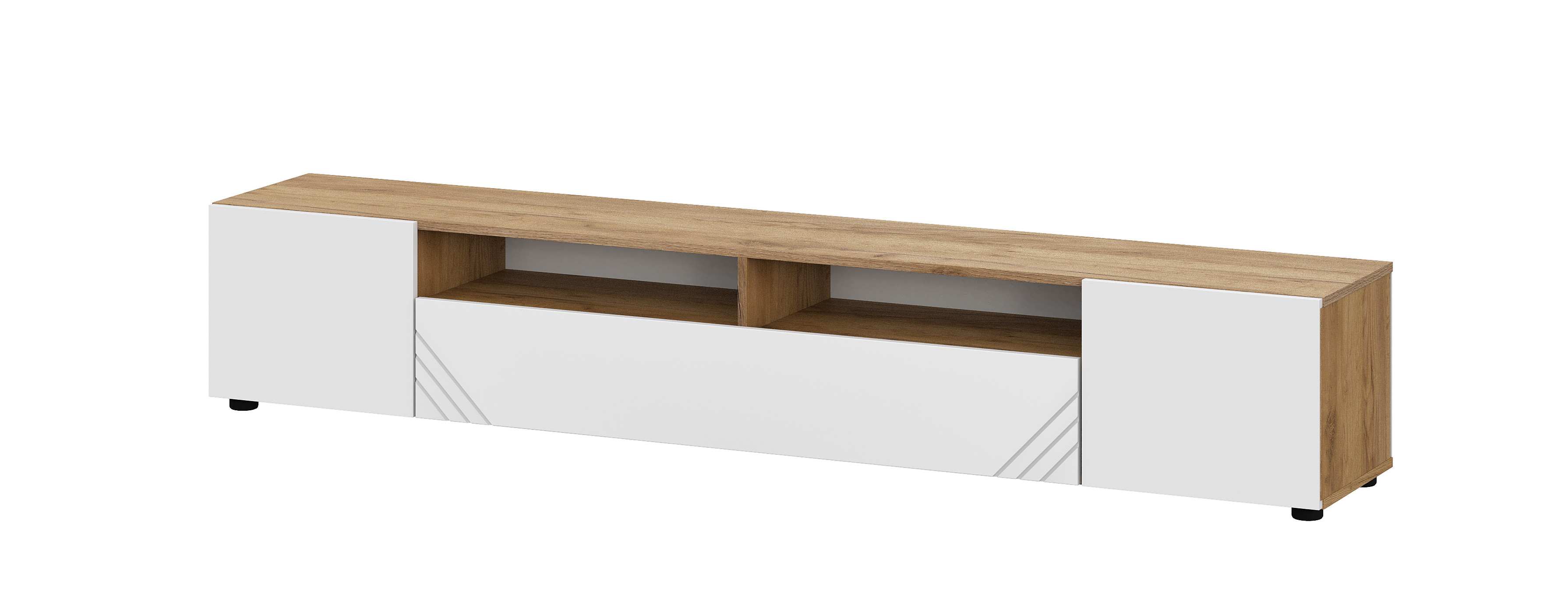 Тумба для ТВ NN Мебель (МС Байкал К) Дуб Золотой/Белый матовый (SAFE) - фото