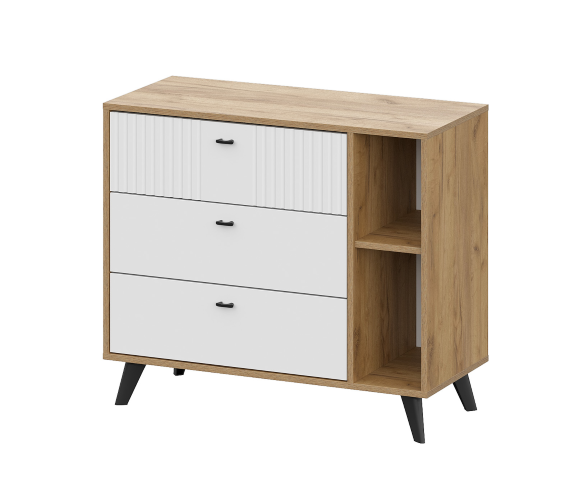 Комод SV-МЕБЕЛЬ (МС Милан К) Дуб Золотой/Белый Матовый, 3 ящ. - фото