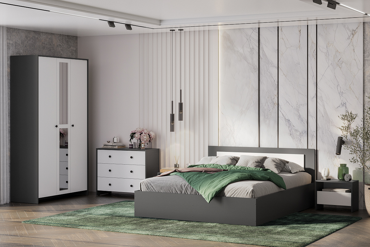 Кровать NN Мебель (МС Дольче К) Графит/Белый, 160/200 - фото3