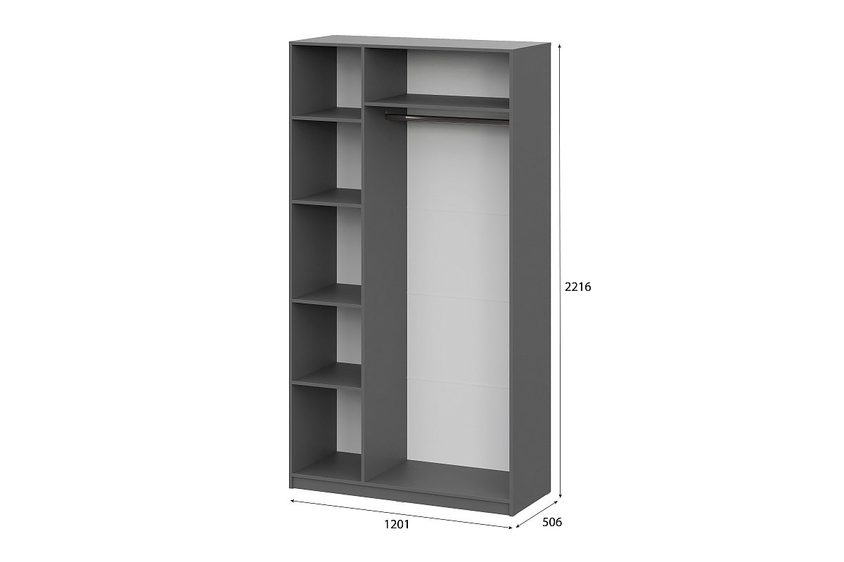 Шкаф NN Мебель ШК 5 (1200) Графит серый - фото3, картинка3 Шкаф NN Мебель ШК 5 (1200) Графит серый - фото3