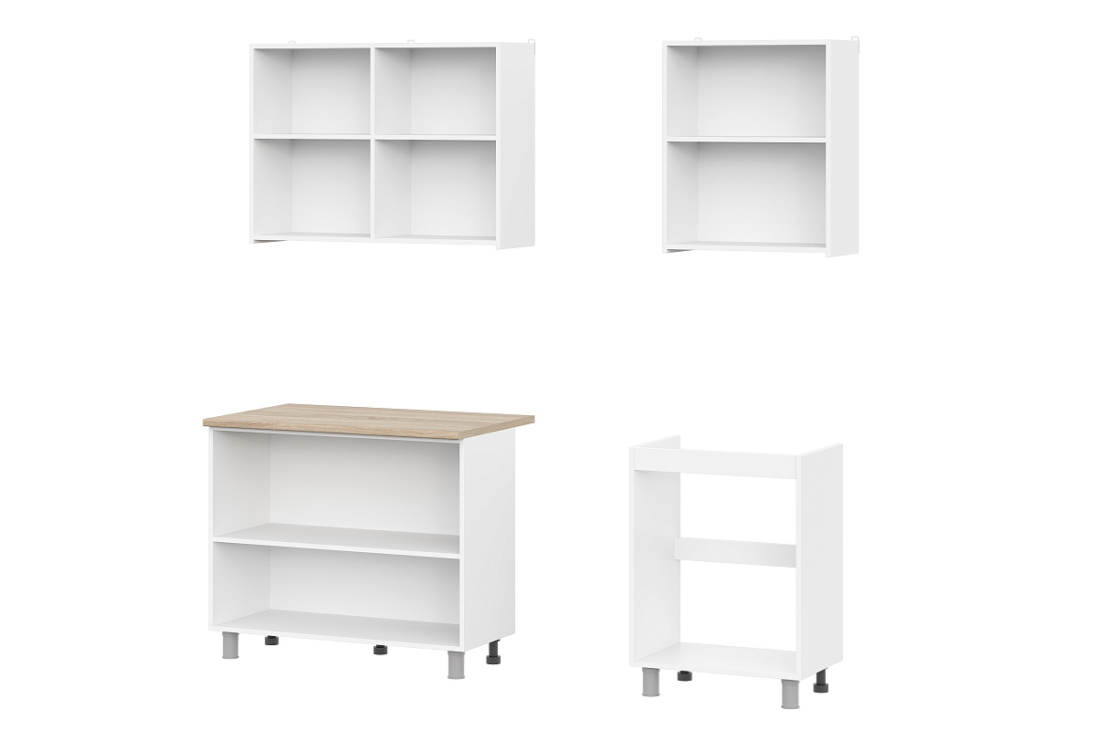 Кухонный гарнитур NN Мебель "КГ-6" Серия 2 (1,6 м) Белый текстурный/Дуб сонома - фото3