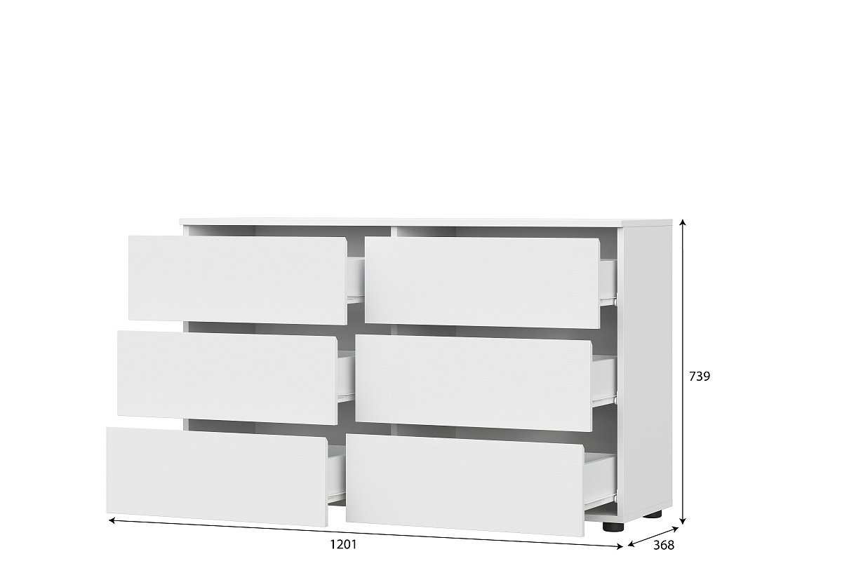 Комод NN Мебель (МС Токио) Белый текстурный, 6 ящ. - фото2