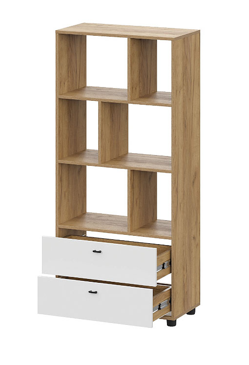 Стеллаж SV-МЕБЕЛЬ (МС Милан К) Дуб Золотой/Белый Матовый - фото2