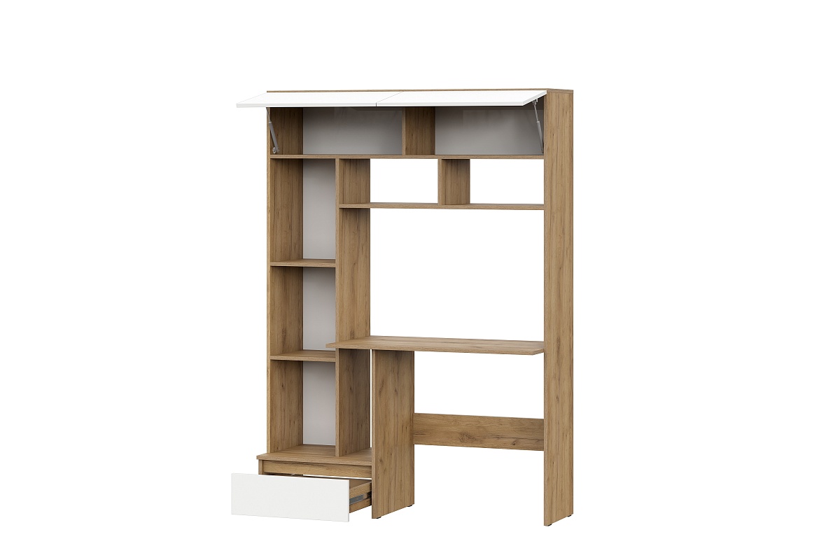 Стол компьютерный NN Мебель (МС Некст К) Дуб Золотой/Белый - фото3