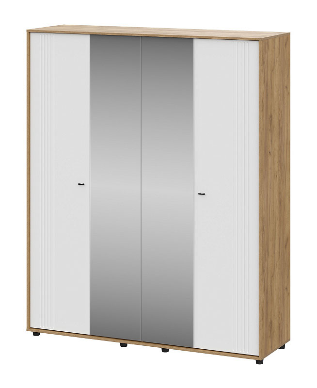 Шкаф SV-МЕБЕЛЬ (МС Милан К) Дуб Золотой/Белый/Белый Матовый, четырехстворчатый - фото