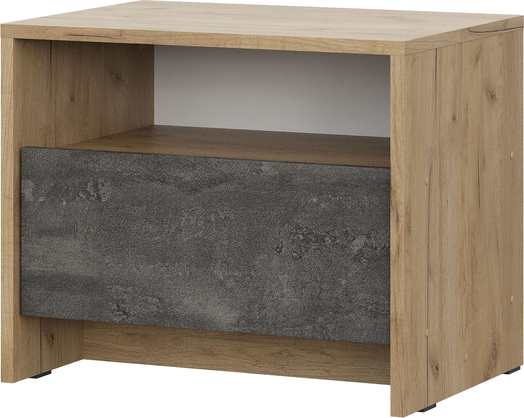 Тумба прикроватная NN Мебель МСП 1 Серия 2 Дуб золотой/Камень темный - фото