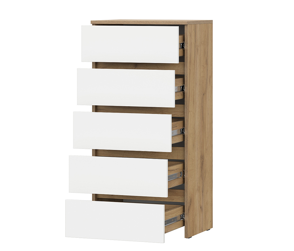 Комод NN Мебель (МС Некст К) Дуб Золотой/Белый, 5 ящиков - фото3