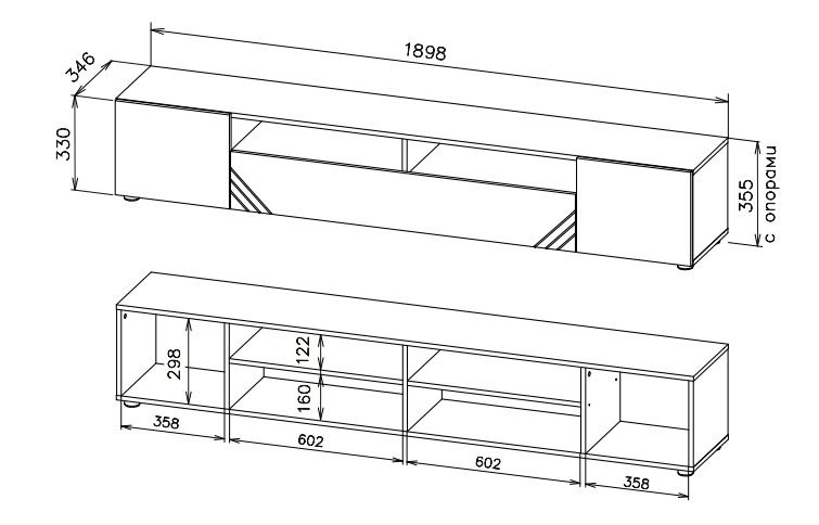 Тумба для ТВ NN Мебель (МС Байкал К) Дуб Золотой/Белый матовый (SAFE) - фото3