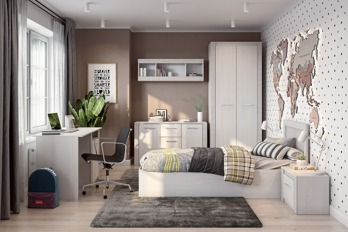 Тумба прикроватная SV-МЕБЕЛЬ (МС Гамма 20 К) Серия №4 Ясень анкор светлый / Сандал светлый - фото3