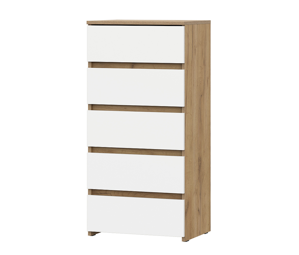 Комод NN Мебель (МС Некст К) Дуб Золотой/Белый, 5 ящиков - фото