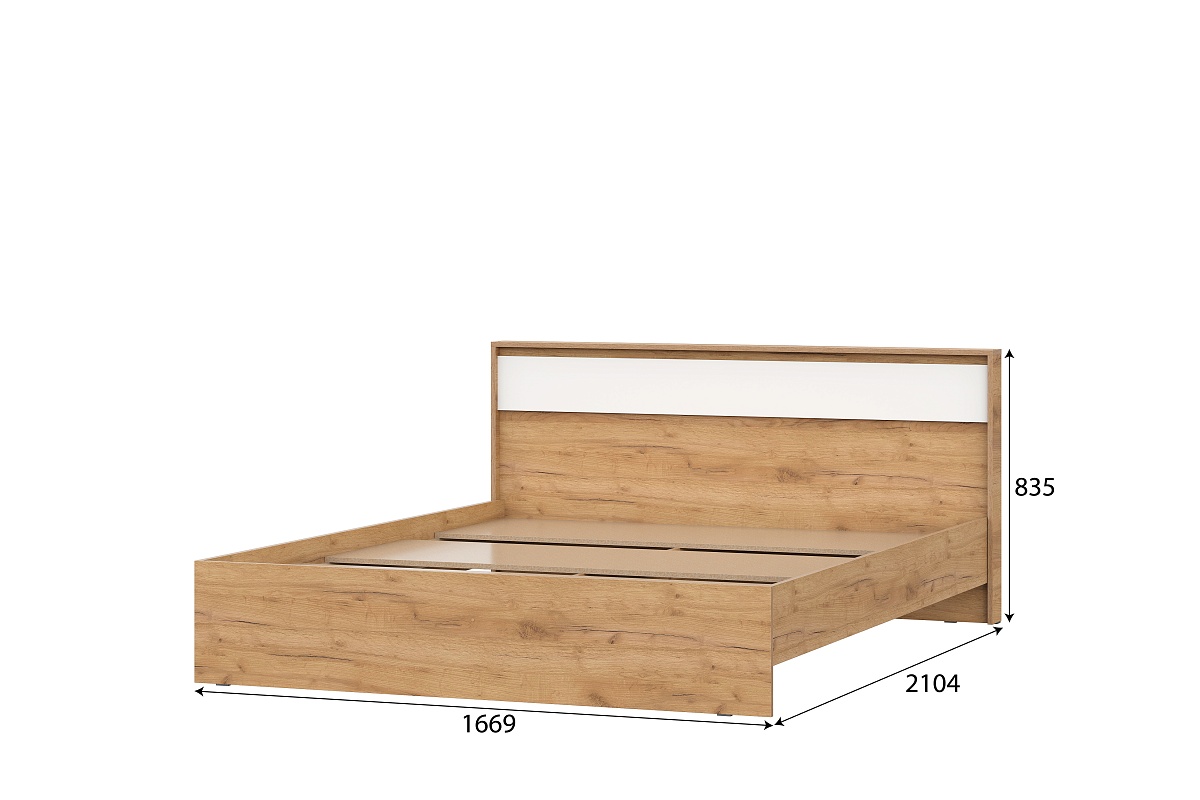 Кровать NN Мебель (МС Некст К) Дуб Золотой/Белый 160х200 - фото2