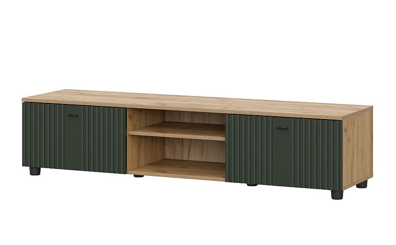 Тумба для ТВ SV-МЕБЕЛЬ (МС Милан К) Дуб Золотой/Олива Софт, со створками и нишей - фото