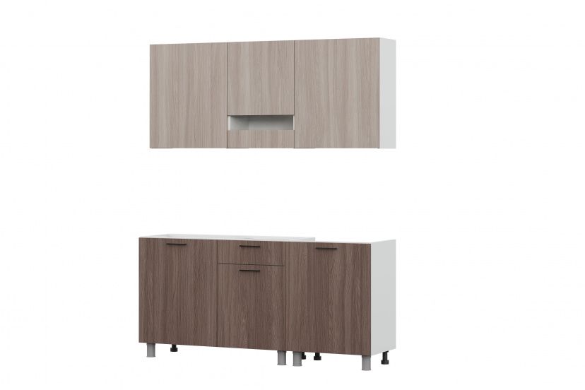 Кухонный гарнитур SV-МЕБЕЛЬ "Розалия" без столешницы (1,7 м) Ясень Шимо светлый/Ясень Шимо тёмный - фото3