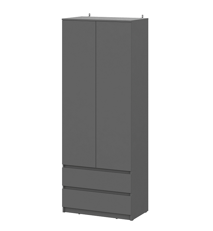Шкаф NN Мебель (МС Денвер К) Серия 2 Графит серый, двухстворчатый с 2 ящ. - фото