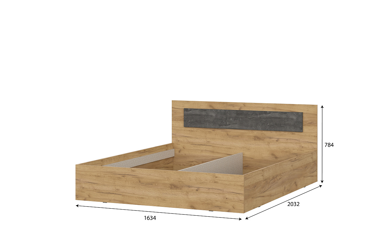 Кровать NN Мебель МСП 1 Дуб золотой/Камень темный 160/200, универсальная - фото2