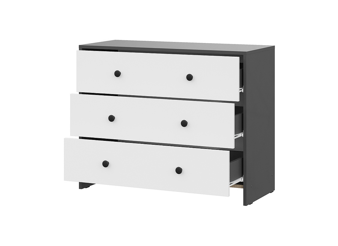 Комод NN Мебель (МС Дольче К)  3 ящика Графит/Белый - фото4