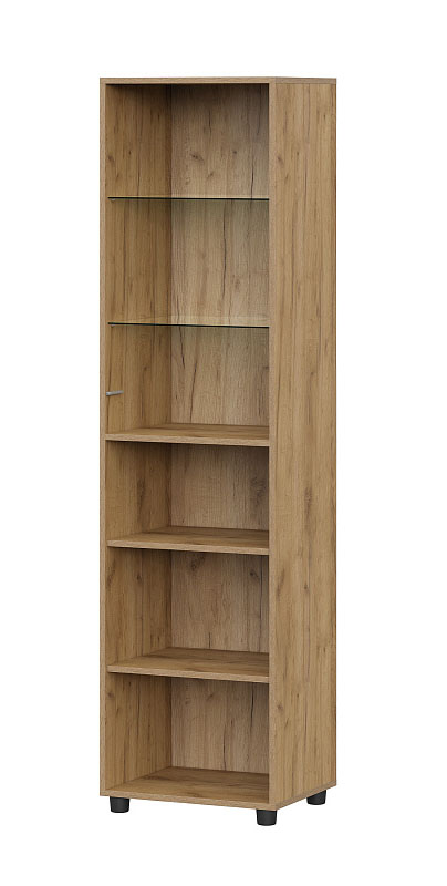 Пенал SV-МЕБЕЛЬ (МС Милан К) Дуб Золотой/Черный/Олива Софт, со стеклом - фото2