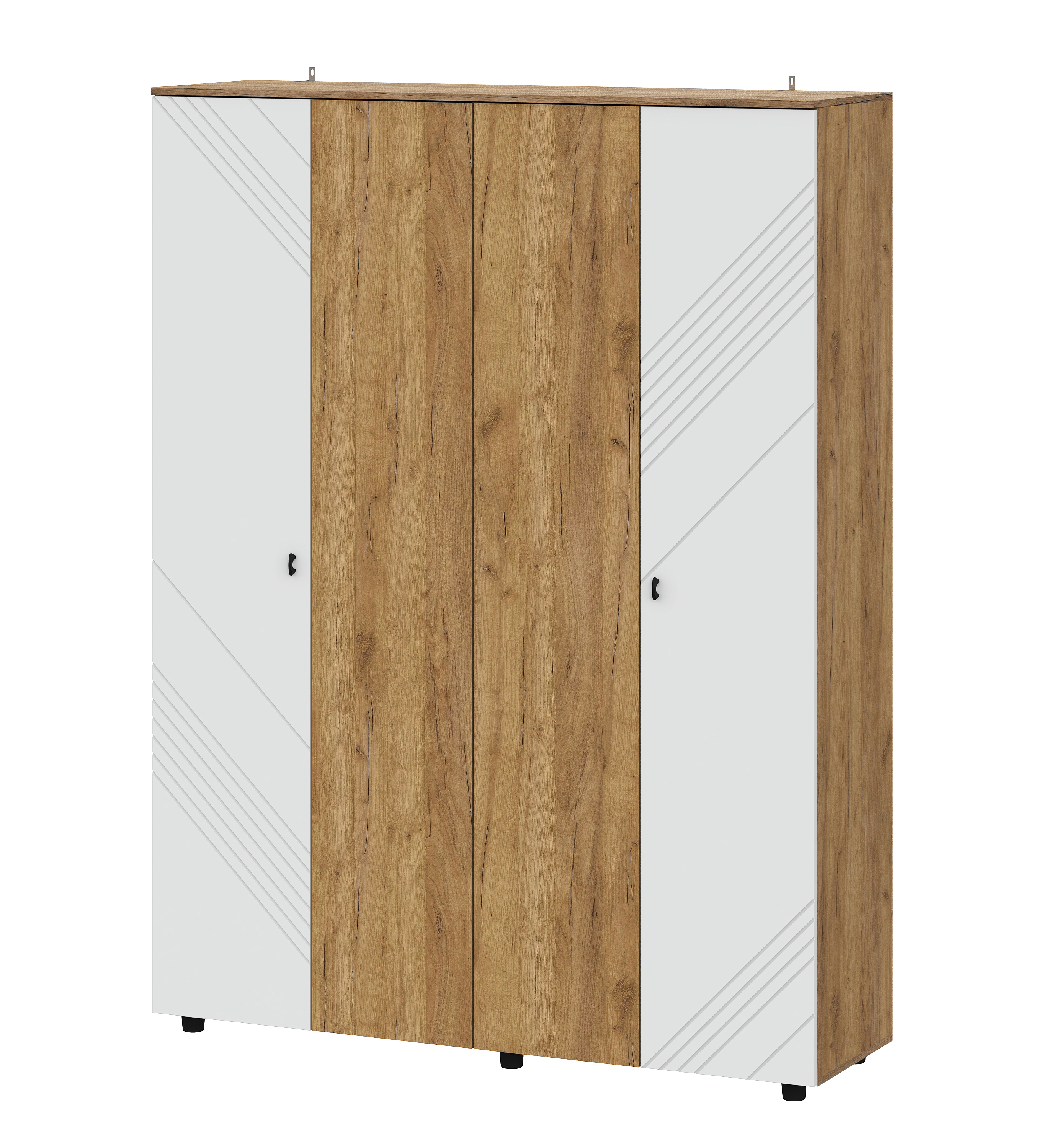 Шкаф NN Мебель (МС Байкал К) Дуб Золотой/Белый матовый, четырехстворчатый (SAFE) - фото