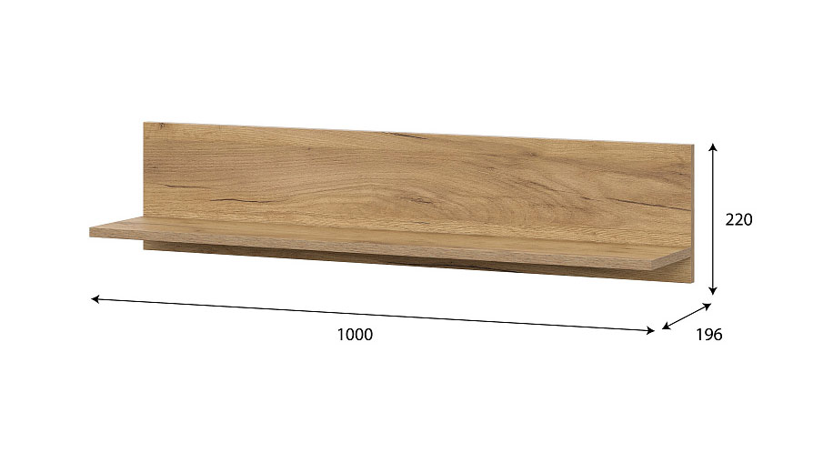 Полка навесная SV-МЕБЕЛЬ (МС Милан К) Дуб Золотой - фото