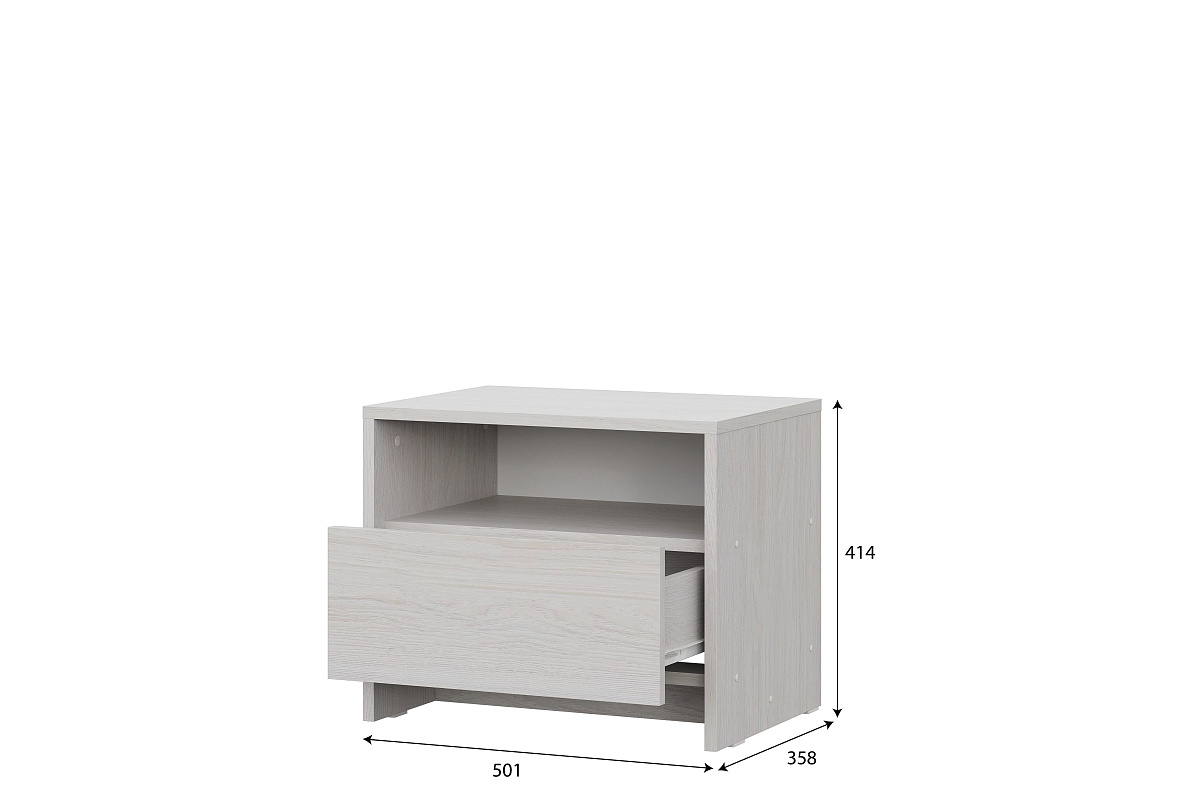 Тумба прикроватная NN Мебель МСП 1 Серия 2 Ясень Анкор светлый - фото3