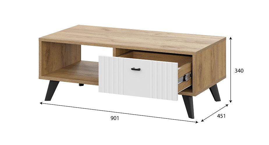 Стол журнальный SV-МЕБЕЛЬ (МС Милан К) Дуб Золотой/Белый Матовый - фото3