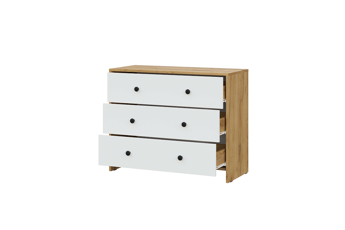 Комод NN Мебель (МС Дольче К) 3 ящика Дуб Золотой/Белый - фото2