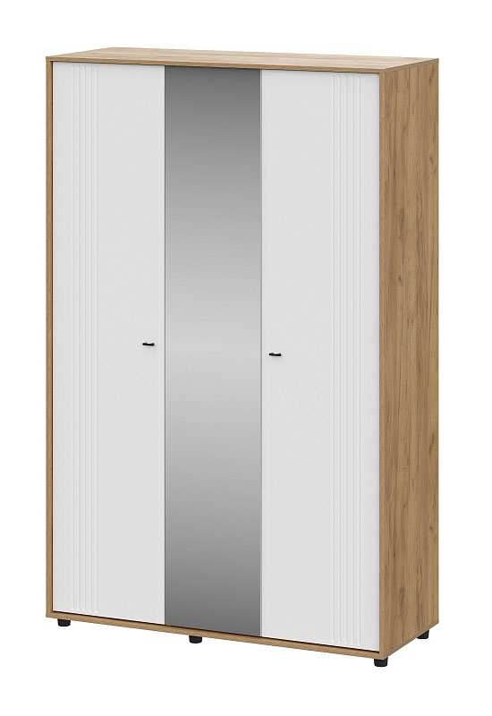 Шкаф SV-МЕБЕЛЬ (МС Милан К) Дуб Золотой/Белый/Белый Матовый, трехстворчатый - фото
