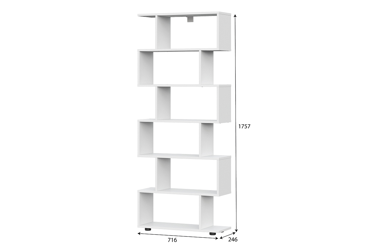 Стеллаж NN Мебель (МС Токио) змейка Белый текстурный - фото