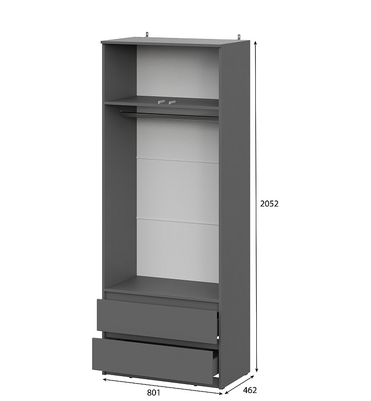 Шкаф NN Мебель (МС Денвер К) Серия 2 Графит серый, двухстворчатый с 2 ящ. - фото4