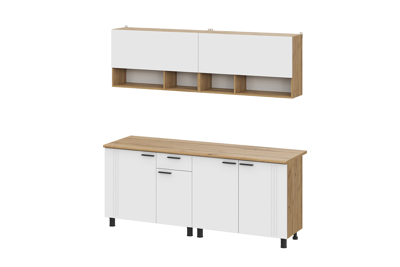 Кухонный гарнитур NN Мебель "Монако K" Серия 2 (2,0 м) Дуб Золотой/Белый матовый/Дуб Вотан - фото4